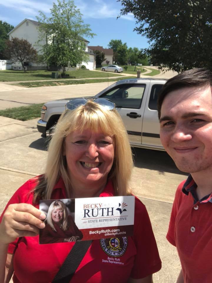Jeffcored's tweet photo. Jeffco door knocking season is in full swing!  @BeckyRuth114 has been out and about in district 114 informing voters how she has stood for their conservative values in Jeff City.  #LeadRight #DefendTheMOjority https://t.co/qi8g8F0GxC