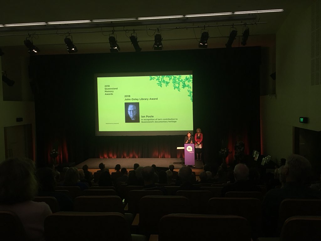 Always inspired by Minister <a href="/LeeanneEnoch/">Leeanne Enoch MP</a> - today she announces  the John Oxley Library Award  to Ian Poole - photographer, donor &amp; proud Queenslander #qldmemoryawards
