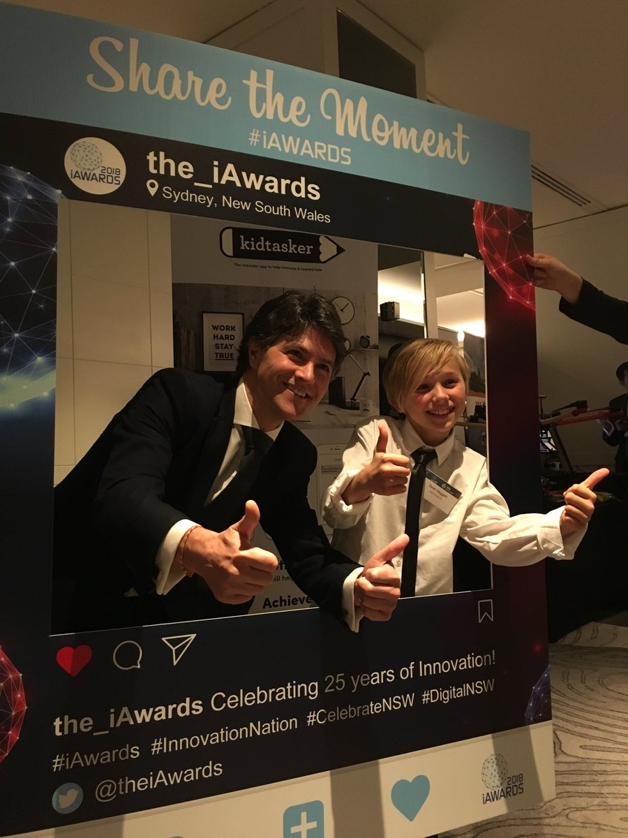 theiAwards's tweet photo. Dylan from @kid_tasker networking with the Hon @VictorDominello MP at the #NSW #iAwards 🏆 What an inspirational #KidPreneur! https://t.co/c73t7718R2