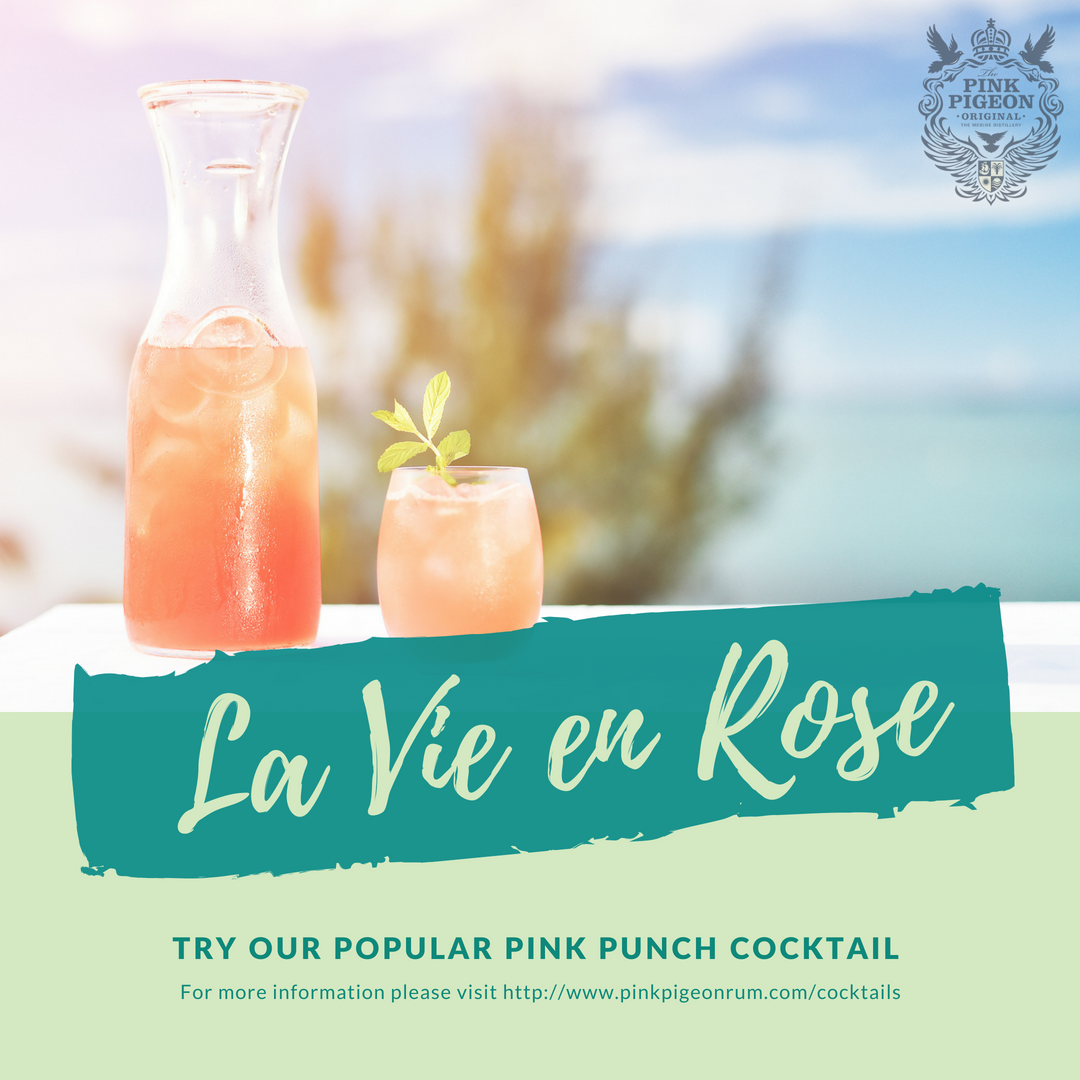 Are your taste buds craving for something sweet and refreshing?

Try our famous Pink Punch and break through the week as happy as a Pink Pigeon.

Get the real feeling of "La Vie en Rose".

pinkpigeonrum.com/cocktails

#pinkpigeon #pinkpunch #mauritiusrum #islandrum