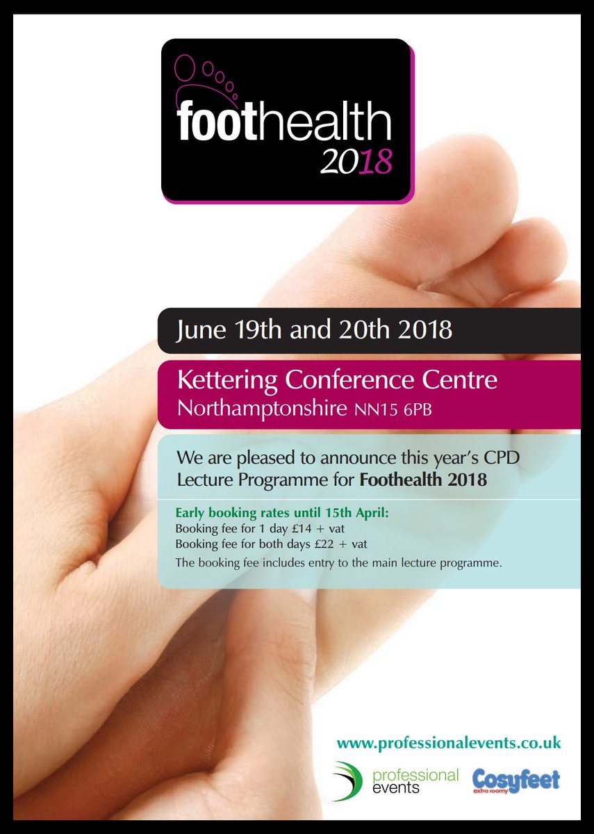 Who's looking forward to attending #Foothealth2018 in Kettering on June 19 &amp; 20th? Always a fantastic event &amp; we'll be there on Stand 37. Hope to see you all there!