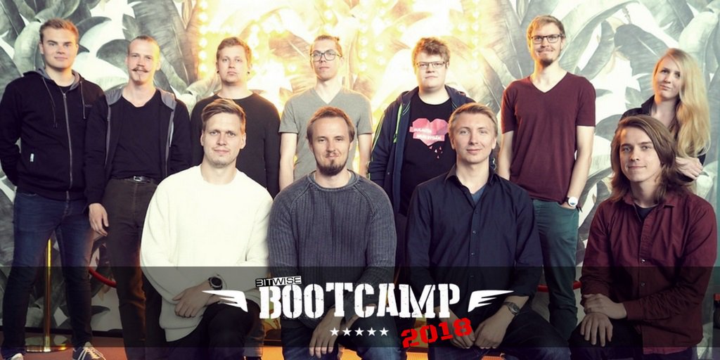 BitwiseOy's tweet photo. Tällä porukalla Bootcamp-kesään 2018! Kesätyö Bitwisen mestareiden opissa tietää HC-oppimista, eeppisiä elämyksiä ja parhaita jatkoja 😎 Isosti tervetuloa bitwisereiksi! #kesätyö #kesätyö2018 #dreamteam #bitwise #bitwiser #ohjelmistosuunnittelu https://t.co/Tsx5i2CGdf