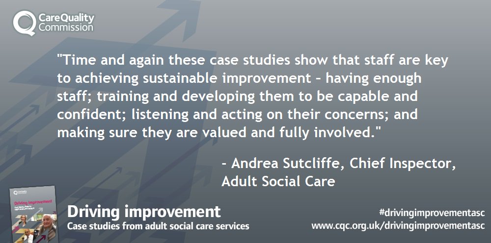 CareQualityComm's tweet photo. Our case studies in our Driving Improvement report show that staff are important for sustainable improvement. https://t.co/RWKcvuwmg3 improvement #drivingimprovementasc https://t.co/XwoxGpaHJ5