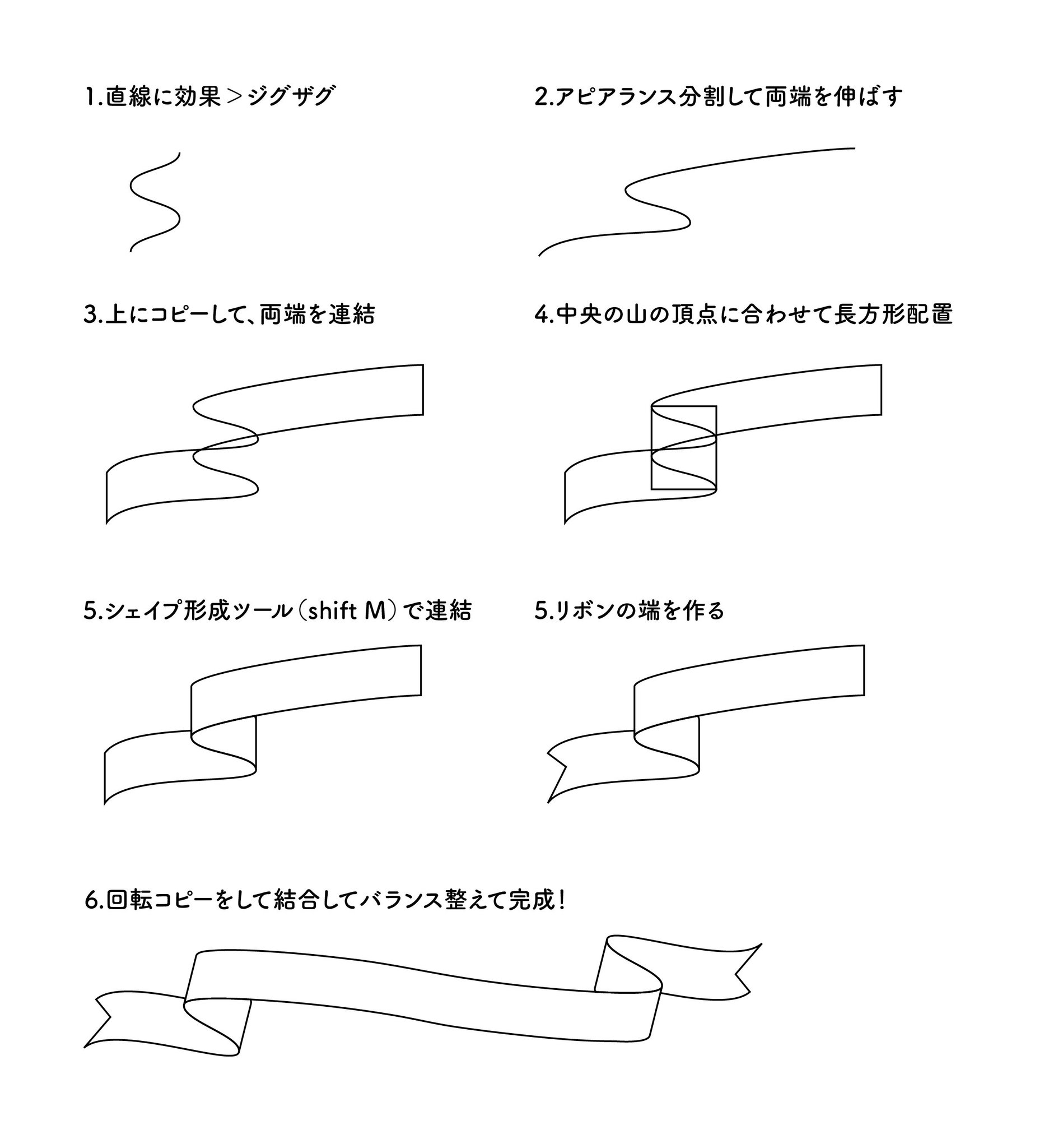 イラレ職人 コロ En Twitter Tlで話題のリボンの作り方 別案を思いついたのでやってみたけど うーん微妙 Illustrator T Co Txx6dv1zfo Twitter