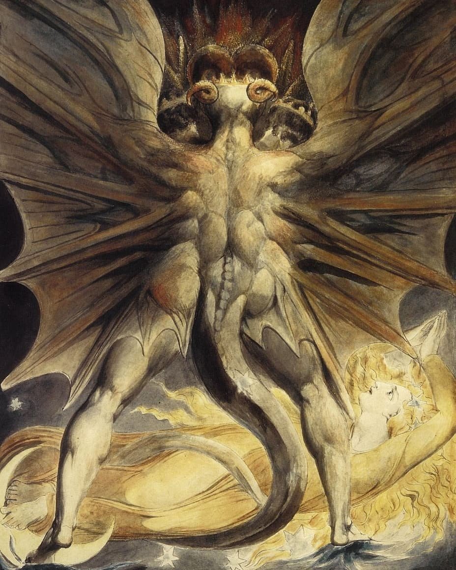 weirdhistoryx's tweet photo. "The Great Red Dragon and the Woman Clothed in Sun" by William Blake ca.1803-1805
Follow 💥 @weirdhistoryx 💥
Height: 43.7 cm, Width: 34.8 cm
#williamblake #williamblakequote #blakewilliam #thegreatreddragon #thegreatreddragonandthewomanclothedinsun #brooklynmuseum #art #painting https://t.co/haEs1Rhif5