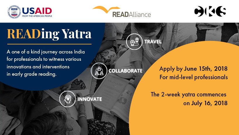 #READingYatra applications now open. Apply before 15th June and be a part of this unique experience. Visit: readalliance.in/reading-yatra-… to know more about the yatra and our partners.
<a href="/QuestorgQuest/">QUEST</a> <a href="/RoomtoRead_IN/">Room to Read India</a> <a href="/STIReducation/">STiR Education</a> <a href="/eiindia/">eren yaeger</a> and Meraki Foundation