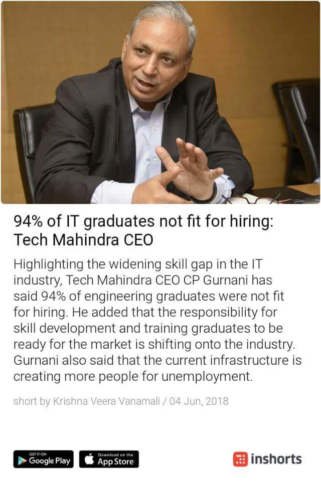GyalizoKE's tweet photo. Dear Mr. @C_P_Gurnani Sir,
We, being aware of this Problem, have introduced #TrainAndPlace model in #Campus where #Corporate gets the advantage to #recruit from a #TrainedPool !
Further details : https://t.co/8nWsl5954p
Whom should we contact in your organisation - FOR THIS ? https://t.co/tdmmupPHI8