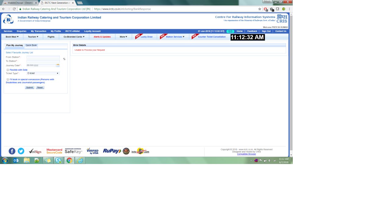 pritesh_13's tweet image. irctc is a fraud not allowing common citizens to book tatkal tickets from the website even after deducting money @PiyushGoyalOffc  @PiyushGoyal @RailMinIndia #fraudIRCTC