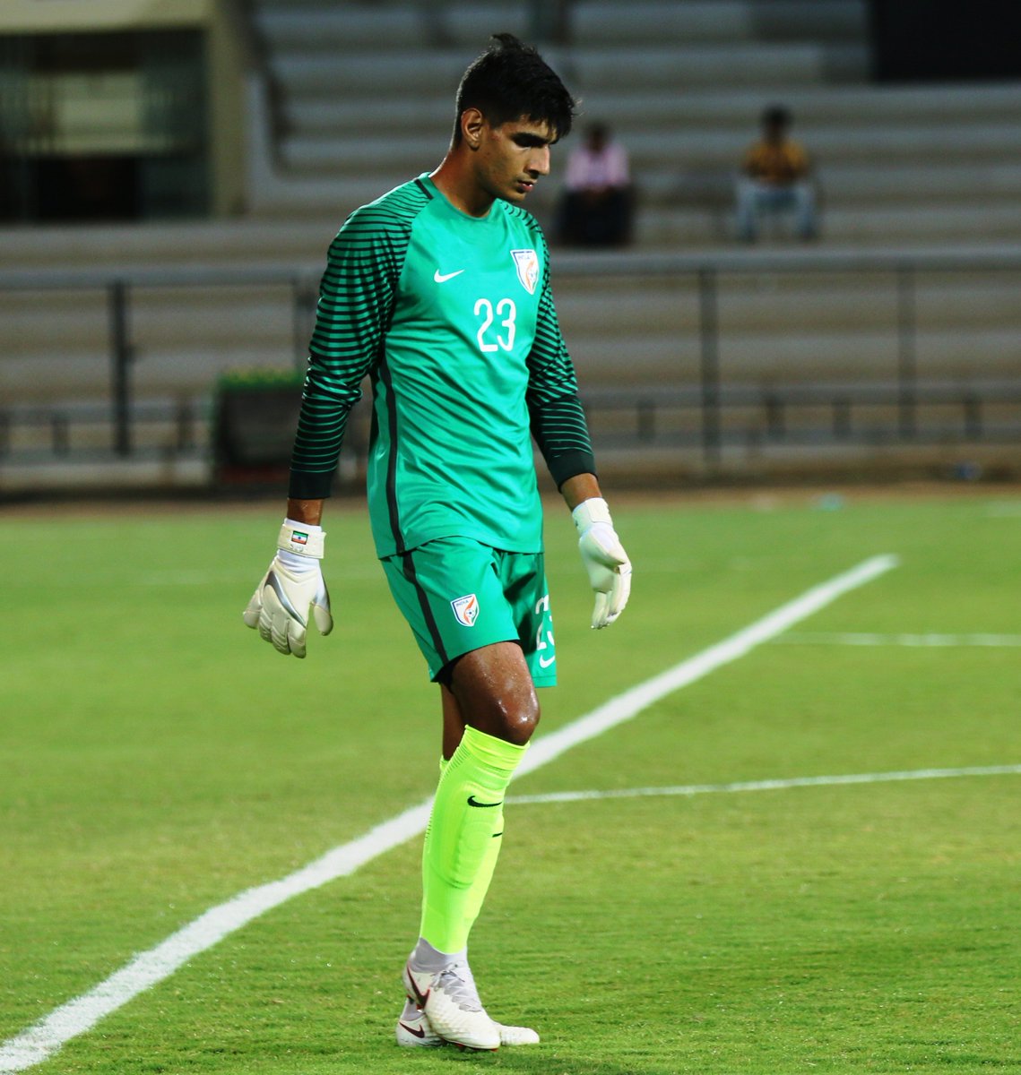 IndianFootball's tweet photo. The wall @GurpreetGK at the back. #INDvNZL #WeAreIndia #BackTheBlue #AsianDream https://t.co/3dC8WzoIe7