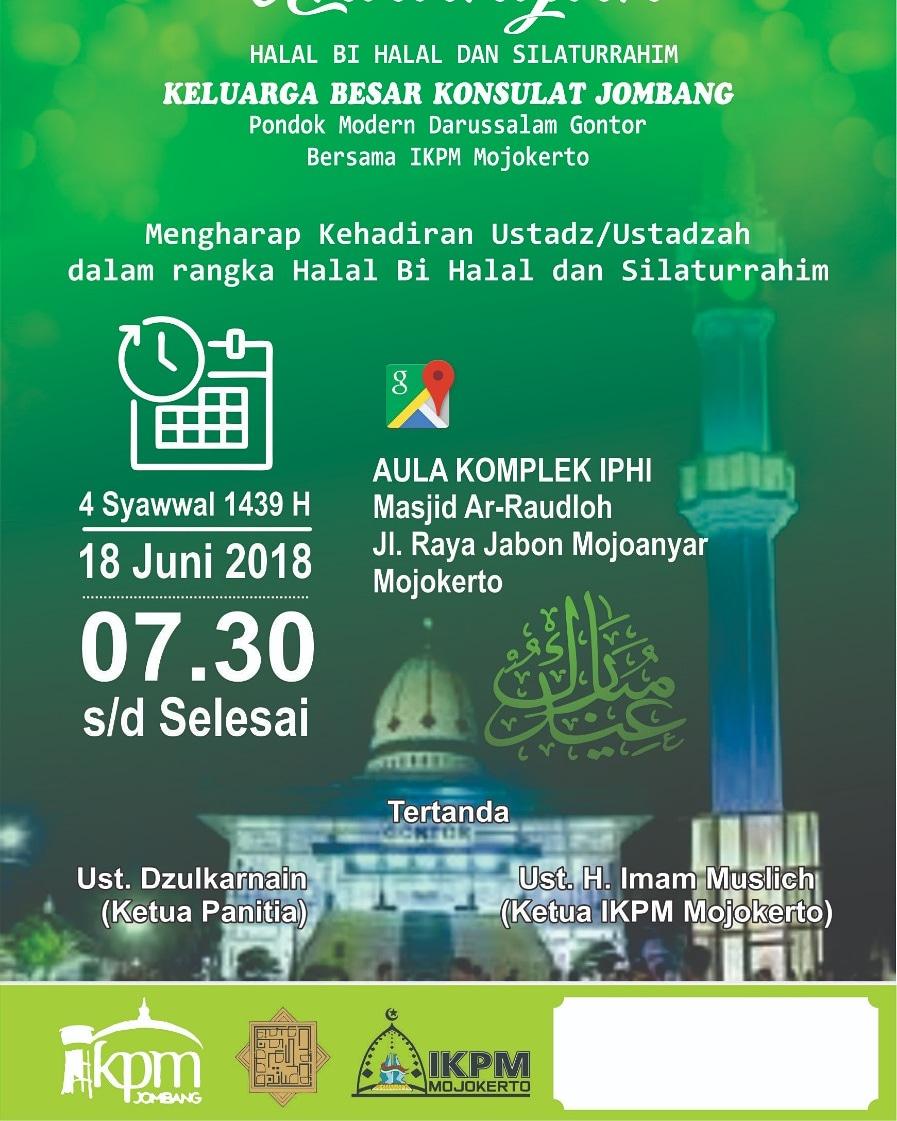 Monggo hadir Dan silaturrahim bersama IKPM Mojokerto 
Senin, 18 juni 2018 / 04 Syawal 1439