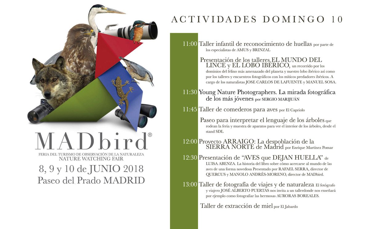 Ya tengo las actividades para el último día de #MADbird2018 ! Y hay para todos los gustos, ¡yo no me pierdo ni una!🎙️🐦