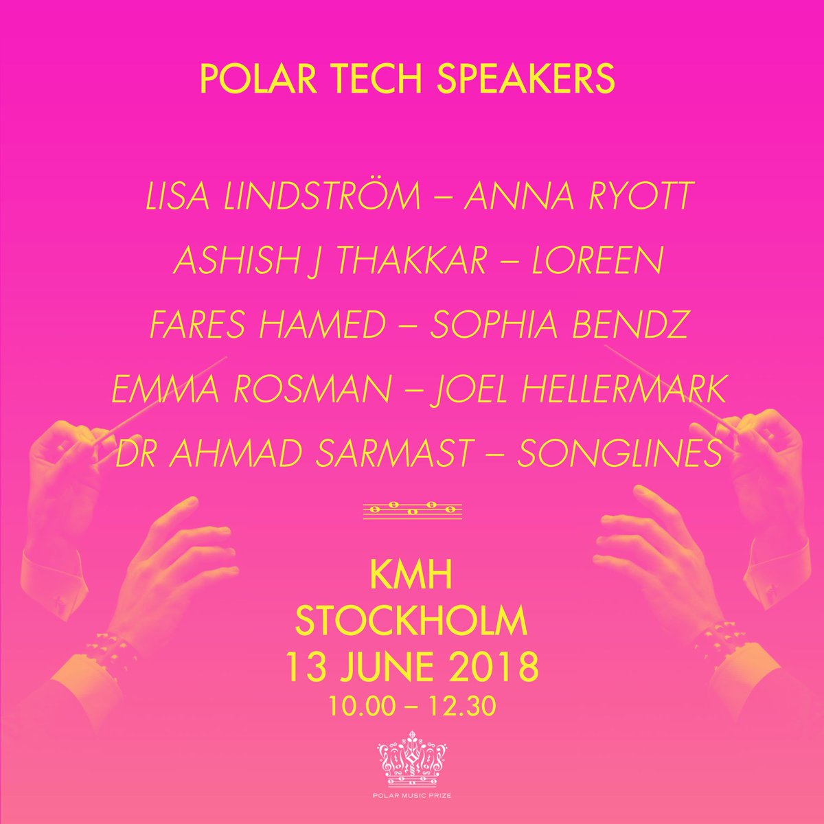 Complete line up for the first Polar Tech conference June 13, 10.00–12.30. Tickets &amp; details here: bit.ly/2IZzGFt #polarmusicprize #polartech #ThePowerofMusic