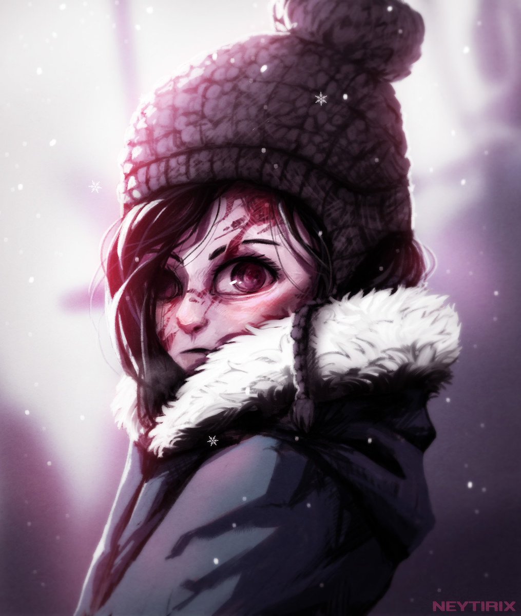 Neytiirix's tweet photo. Another Post-Zombie girl drawing! Her first winter after the apocalypse~ https://t.co/T61xUz4pOY