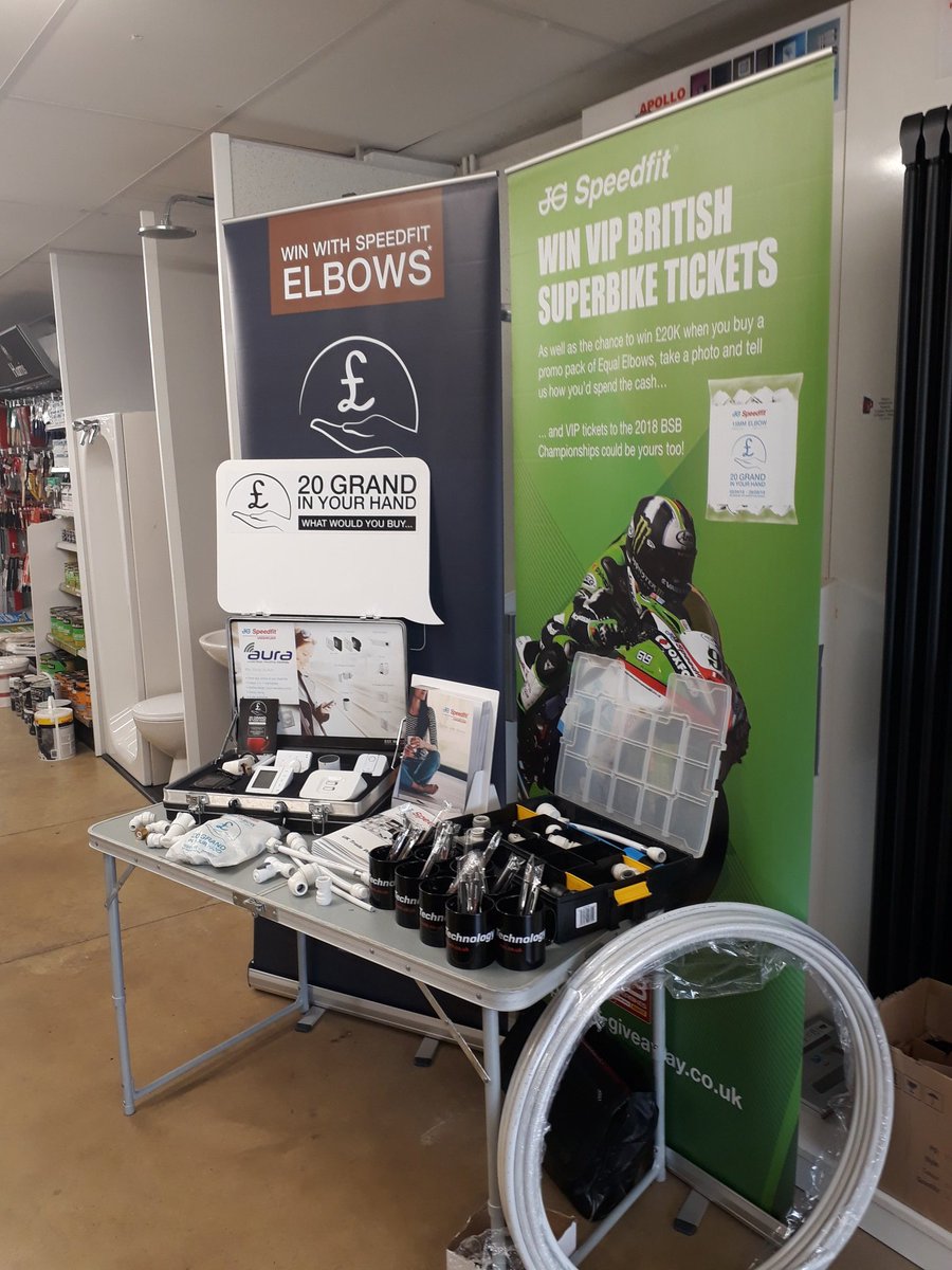 speedfittopcat's tweet photo. Come down to Martin &amp; Partners in Northampton for today's Trade event and grab yourself a bag of 15mm elbows and enter our competition to win one of our monthly prizes and a chance of winning £20'000. #20kinyourhand #JGSpeedfit @MartinPartners https://t.co/mvgI4uN5Nk