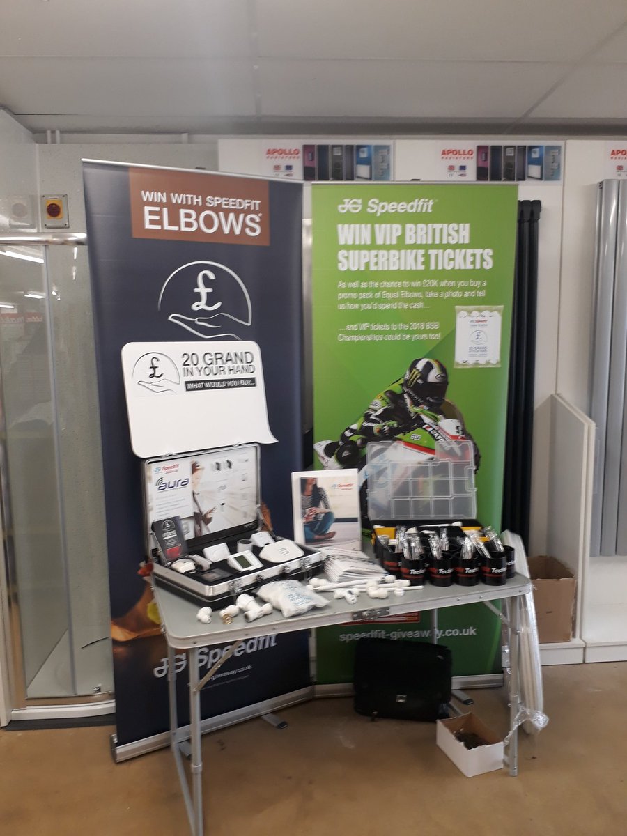 speedfittopcat's tweet photo. Come down to Martin &amp; Partners in Northampton for today's Trade event and grab yourself a bag of 15mm elbows and enter our competition to win one of our monthly prizes and a chance of winning £20'000. #20kinyourhand #JGSpeedfit @MartinPartners https://t.co/mvgI4uN5Nk