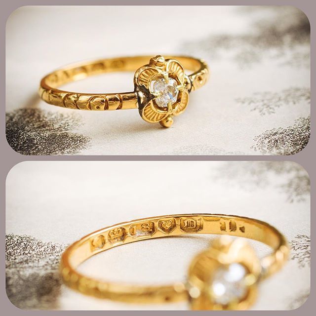 Another little treat just listed; or rather two treats in one! The rare chased wedding band dated 1839 has been set with a quadrille section holding a twinkly old #cushioncut Diamond. #uniquelybeautiful ift.tt/2Jdq7mu