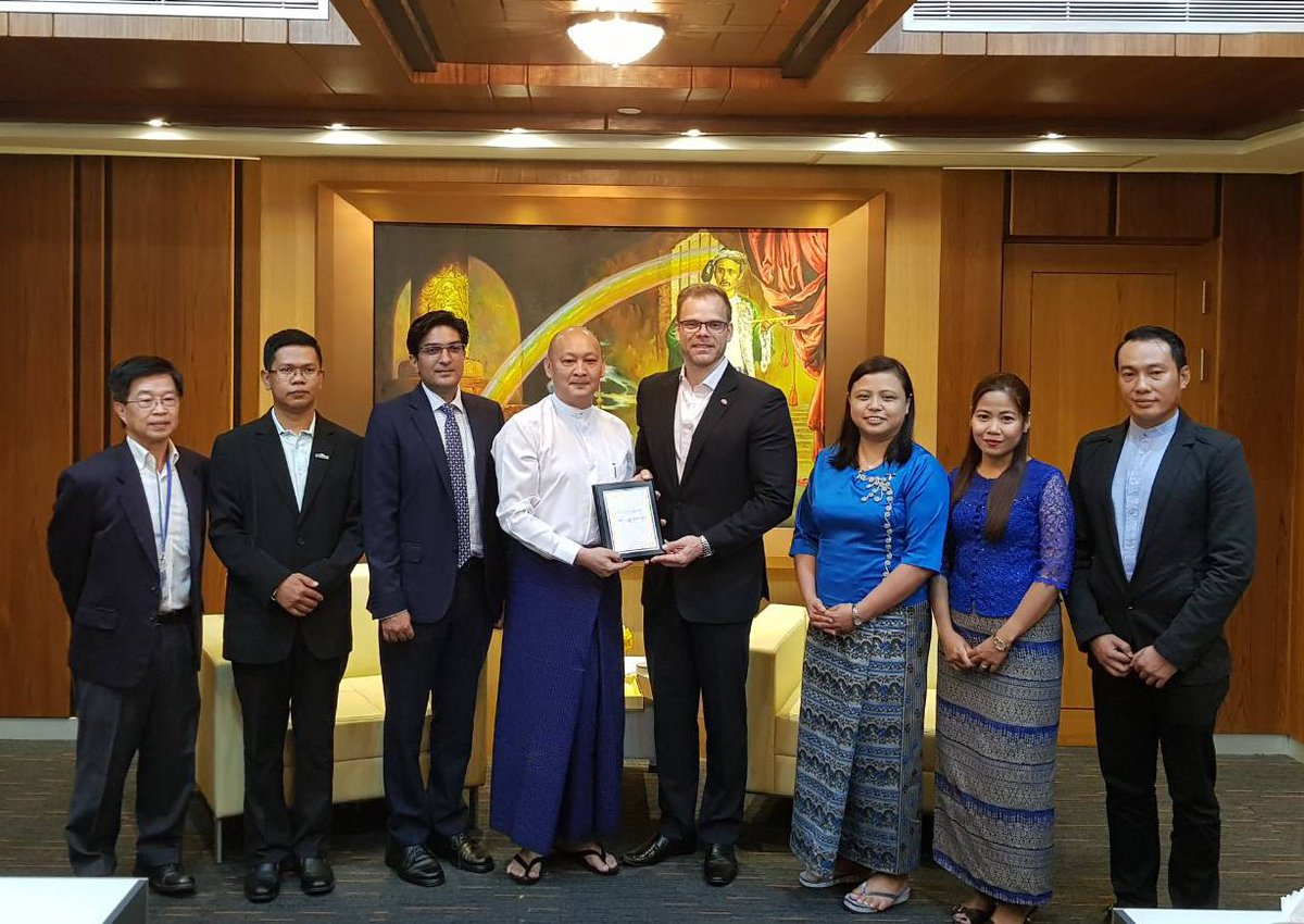 atommyanmar's tweet photo. CB Bank and Telenor #Myanmar jointly won The Asian Banker: The Bankers’ Choice Awards for the Best Cash Management Project in Myanmar for the year of 2018. https://t.co/uDr32SKlmm https://t.co/E2oDQqXW21