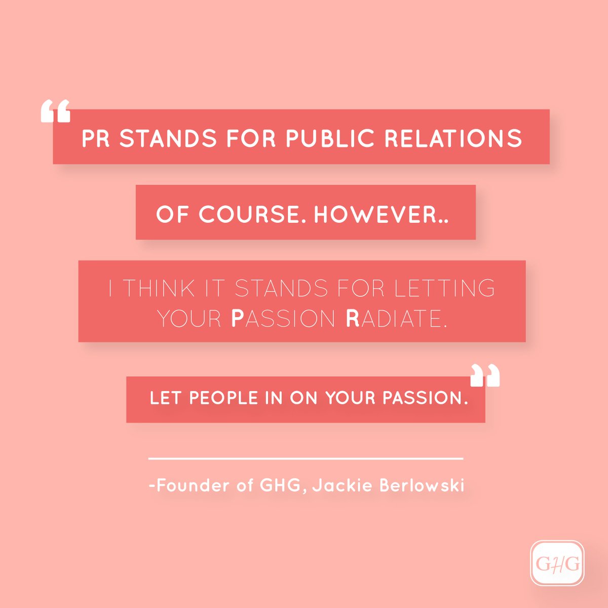 PronkSA's tweet photo. We just love how #JackieBerlowski founder of @GreatHerGood defines #PR. Communicate and let your passion radiate. #RT if you agree. #WednesdayWisdom #prlife #pronk #pronkpr https://t.co/hZnuB7awDC