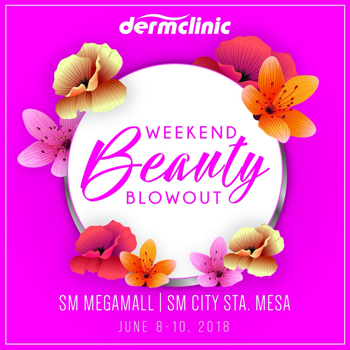 Dermclinicph's tweet photo. It's Dermclinic's Weekend Beauty Blowout! Head over to Dermclinic SM Megamall and SM Sta. Mesa to get exclusive offers and treats this June 8 to 10, 2018!

Mark your calendars for this weekend! https://t.co/LdwfB76tcM