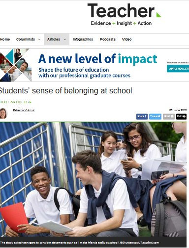 michelle_botham's tweet photo. Research shows Australian students feel a lower sense of belonging than their peers in 35 OECD countries. A sense of belonging is an important outcome, for educational success, health and wellbeing. #UoNTeach  #belonging  https://t.co/lg0Ozwly63 https://t.co/DGyjLWENBw