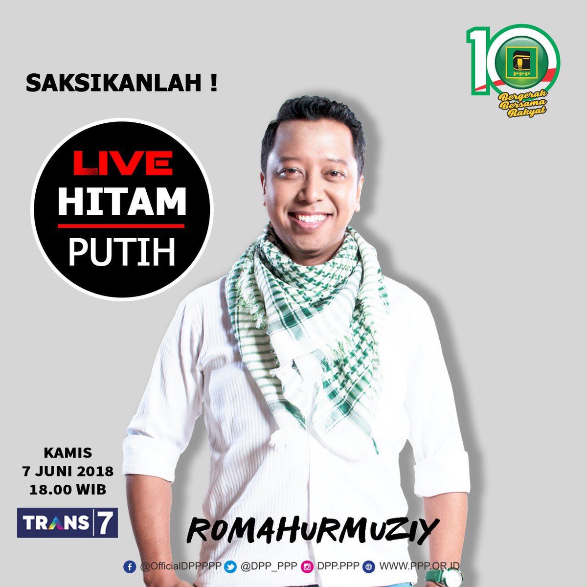 greengreenzone's tweet photo. Saksikan !!!
Program Talkshow @HitamPutihT7 yang akan menghadirkan bintang tamu @MRomahurmuziy 
LIVE... sore ini pukul 18.00 - 19.00 di Trans7 #Romahurmuziy https://t.co/OhPcTxO01d