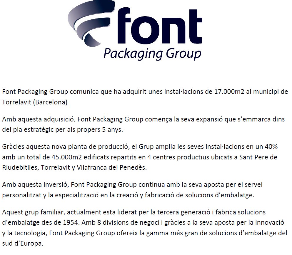 packcluster's tweet photo. El membre de la Junta Directiva @FontPackaging amplia les instal·lacions adquirint 17.000m2 per tal de seguir-se expandint segons el seu Pla Estratègic. Enhorabona @martinafont @rcatalag @francesc_font! https://t.co/cx944rveHJ