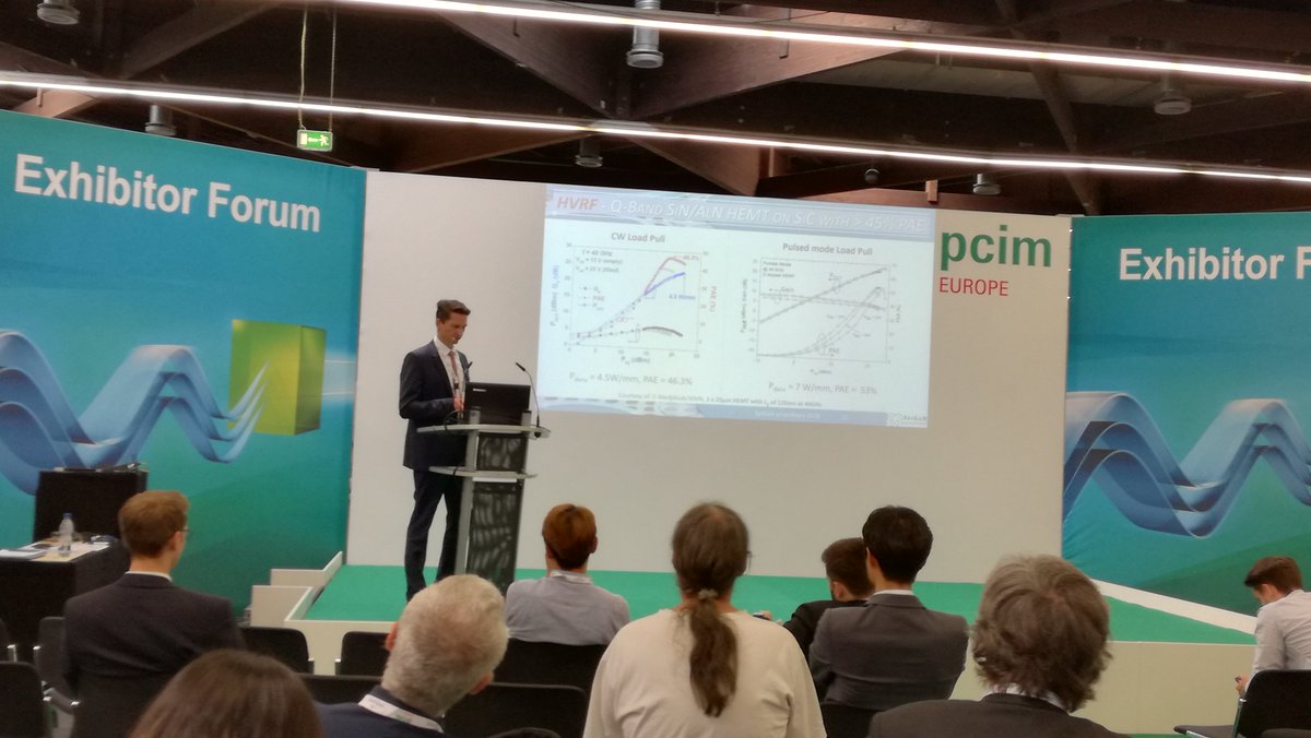 epigan's tweet photo. Full House for GaN at #pcimeurope!  Great interest in presentations from Dr. Marianne Germain, CEO and Dr. Markus Behet, CMO on EpiGaN's latest GaN product news for power switching and RF power in the industry and exhibitor forums. https://t.co/SL119ooDhi