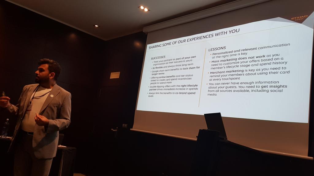 PPedhom's tweet photo. @elegant788 ending his great presentation on the Etihad Guest Program and how to harness the Power of Partners in shaping loyalty. Key lessons learned: Treat your partners as part of your own organization, merchant marketing is key & leverage on data analytics.
#ALloyalty https://t.co/VTocGB9VGo
