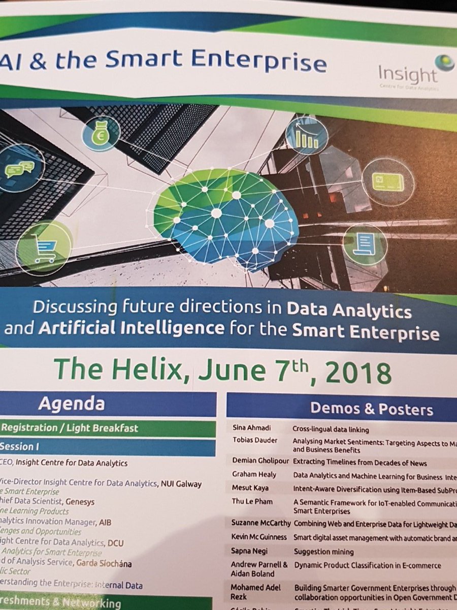 BiaResearcher's tweet image. #AI and the Smart Enterprise starting now in Helix Gallery at @DublinCityUni #SmartEnterprise @insight_centre