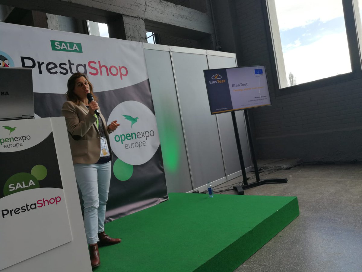 elastestio's tweet photo. Presenting @elastestio in #OpenExpo2018: ElasTest is an elastic platform for testing complex distributed large software systems.
#testing #better &amp; #easier is POSIBLE!!!! 
Thanks @MalenaDonato for supporting https://t.co/AOrBKYLWCh