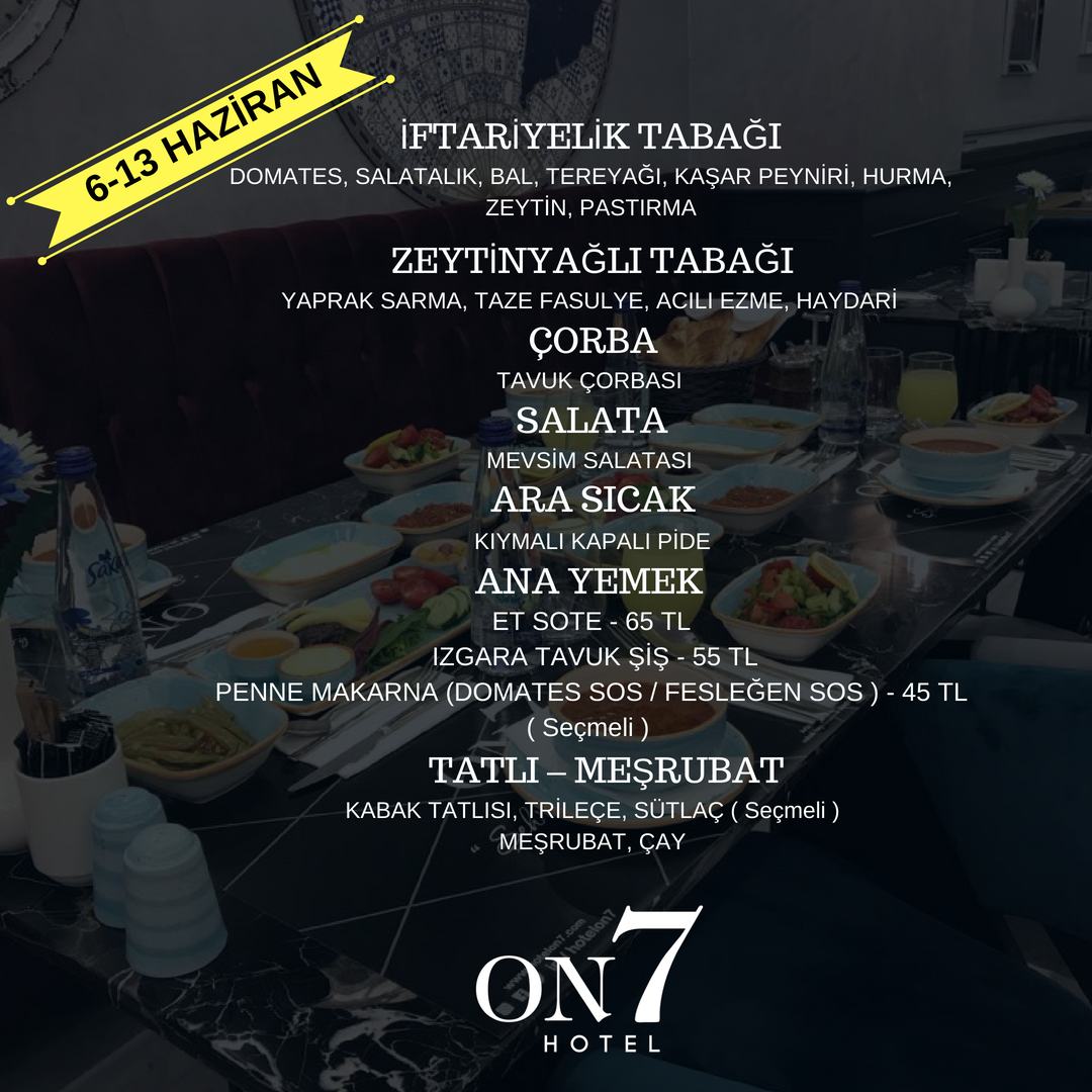 HotelOn7's tweet photo. Lezzeti de keyfi de bol iftar sofraları Hotel On7'de. #sakarya #adapazarı #serdivan #konaklama #otel #ramazan #ramadan #travel #stay #accommodation #comfort #hotelon7 #stayhotelon7 https://t.co/5VZxwu9vSb