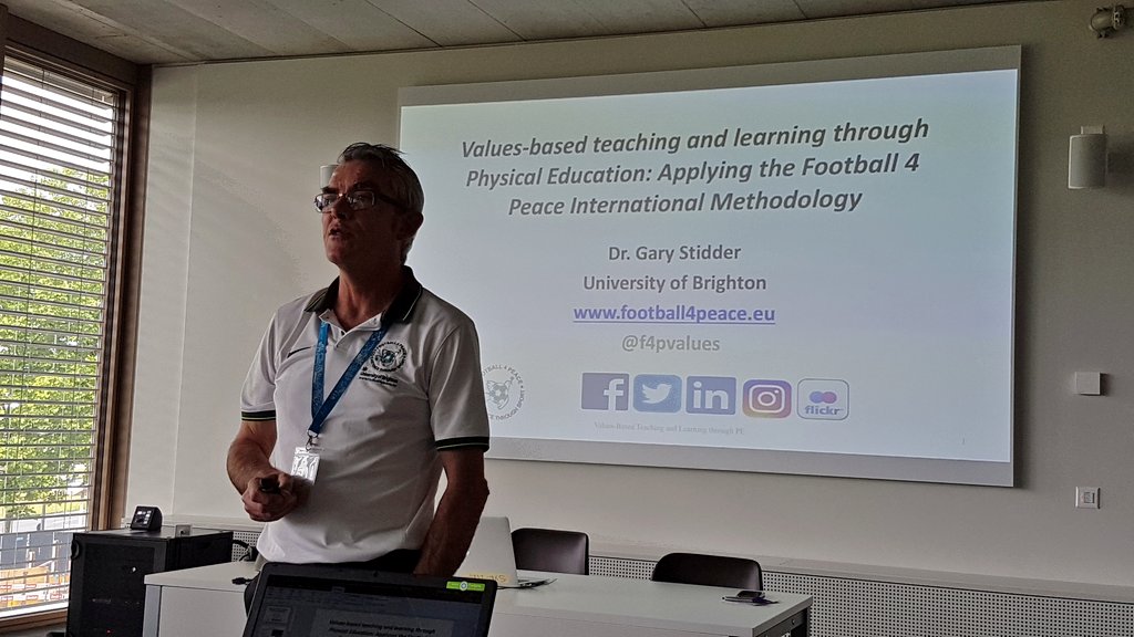 Football 4 Peace (@f4pvalues) on Twitter photo Co Founder <a href="/GaryStidder/">Gary Stidder</a> presenting our values methodology and how colleagues are embedding it within the <a href="/BrightonSSM/">Sport and exercise at Uni of Brighton</a> initial teacher education for #PhysEd at #ISSA2018 Co Founder <a href="/GaryStidder/">Gary Stidder</a> presenting our values methodology and how colleagues are embedding it within the <a href="/BrightonSSM/">Sport and exercise at Uni of Brighton</a> initial teacher education for #PhysEd at #ISSA2018