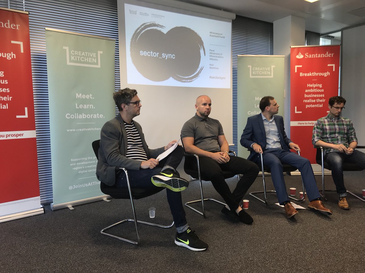 ProLiverpool's tweet photo. Our panel this morning - Daniel Reilly from @RulerAnalytics, Chris Stewart from @Weightmans, &amp; Steve Todd from @Mashbo https://t.co/L8dZMrBD1Z