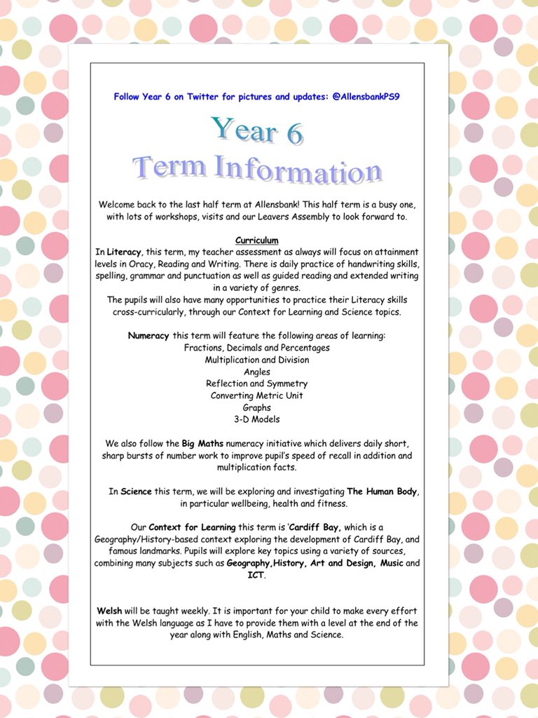 Allensbank Primary On Twitter Information For Year 6s - 
