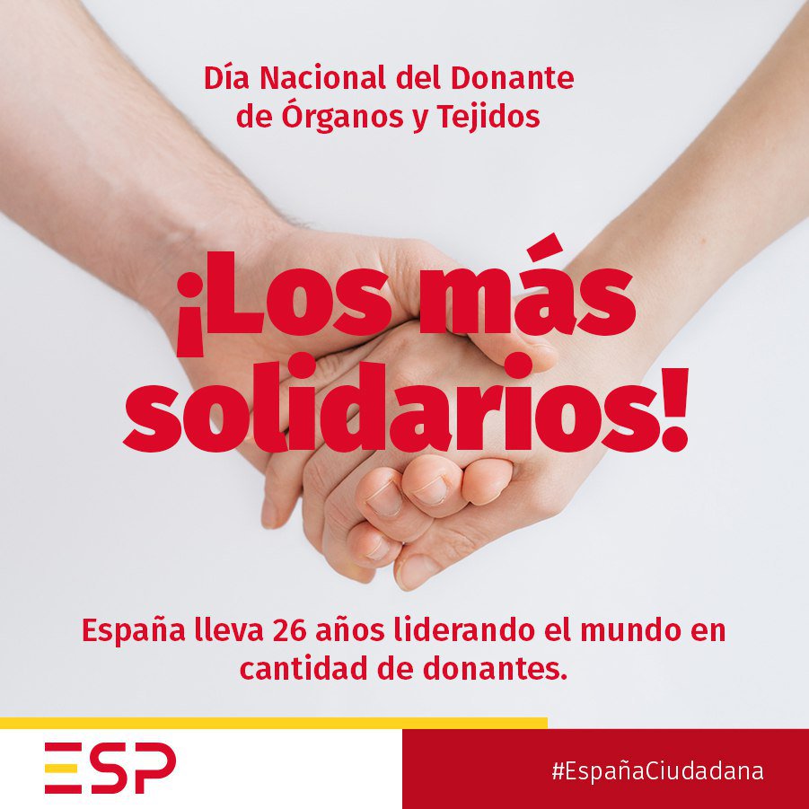 🇪🇸La #EspañaCiudadana es esa que lidera la cantidad de donantes desde hace 26 años
#DiaNacionalDelDonante