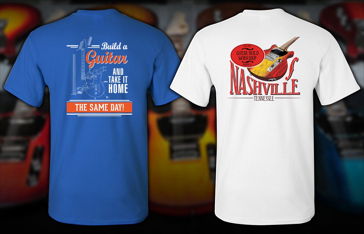 Shirts are available! Call to order! Don't forget to visit our site for more info on how you can build your very own guitar in <a href="/visitmusiccity/">Nashville Tennessee</a> #CMAFest #CMAFest2018