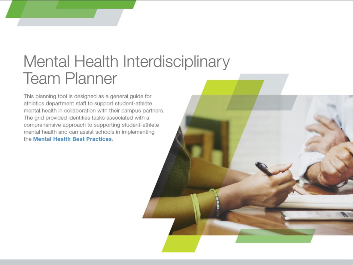 NCAA_SSI's tweet photo. The SSI has released new #MentalHealth tools for conferences and schools to help implement Mental Health Best Practices, including a workshop planning kit and interdisciplinary team planner. Find them here: https://t.co/PikPAWglN9 https://t.co/isS0VyQr6K