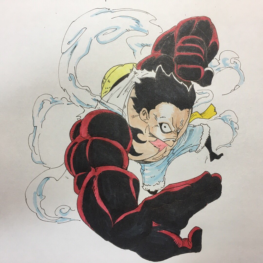 Hiroto در توییتر ギア4 弾む男 Onepiece ワンピース ルフィ ギア4 イラスト コピック