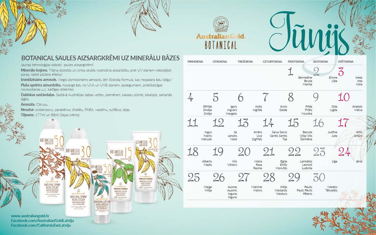 Jūnija kalendārs, lai neaizmirsti vārda dienu svinētājus!