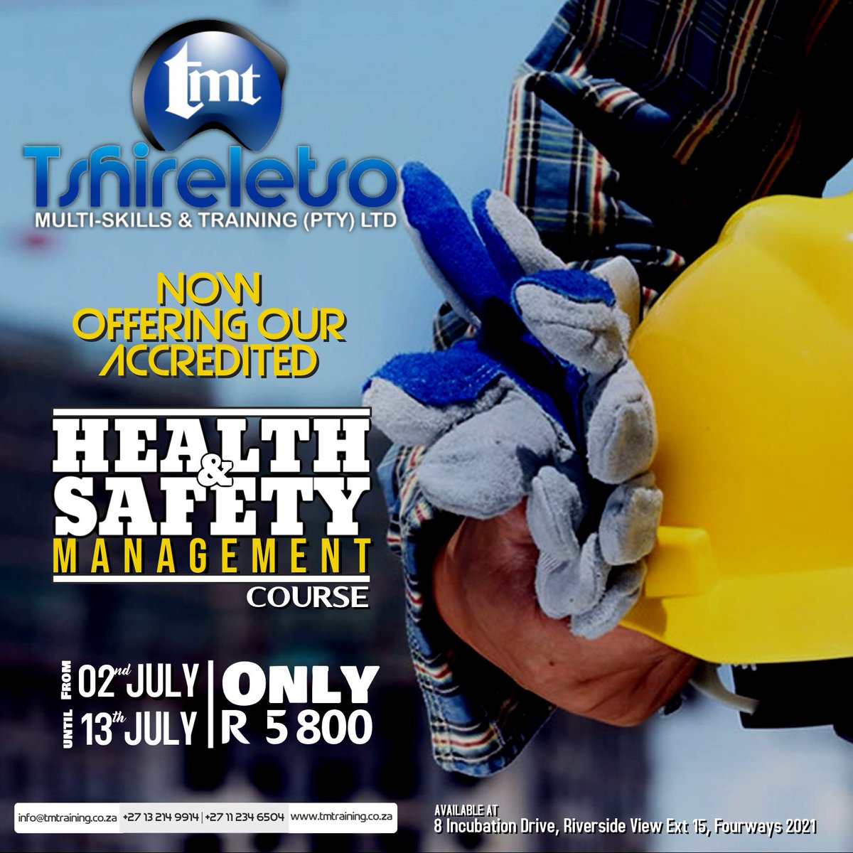 tshireletso_01's tweet photo. Due to popular demand, we're now offering Health and Safety Management training. Sign up today and be part of our inaugural class!
#HealthandSafety #training #managment #newclass #tmtraining #ThursdayThoughts #tbt #education #skills #skillsforlife #Attractions18 #newbeginnings https://t.co/rf7LAeC16s