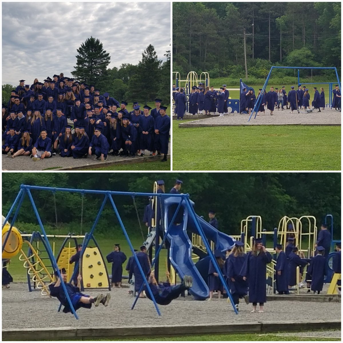 educating4tmrw's tweet photo. Senior PRIDE walk at Valley... with a little time on the playground one last time! Enjoy your picnic, seniors! #PR1DEinthePaw https://t.co/7LS7Doym03