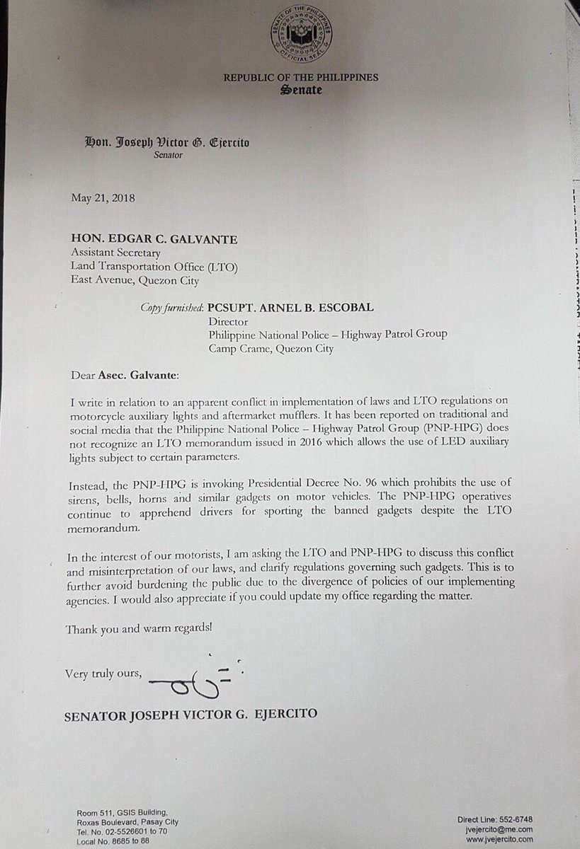 Jv Ejercito Pa Twitter Riders Have Also Complained Of Discrimination From Law Enforcement Agencies Wrote A Letter Seeking Clarification On Rules And Regulations To Lto Head Hpg Etc Will File A Resolution