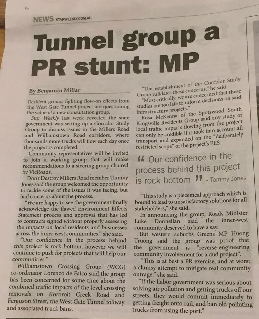 betterwest2016's tweet photo. #WestGateTunnel Study Gp talked up by @LukeDonnellan & WadeNoonan, cops well deserved shellacking from community grs across #HobsonsBay, including us
Thanks @HuongTruongMLC you are winning respect
#TransportIntegrationAct2010#Liveability
#WillyCrossing
#Precinct15
#MelbsWest https://t.co/6YheUfZztb
