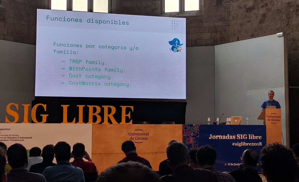jmamuedo's tweet image. #siglibre2018 Una de las ponencias más tecnicas de @Geographica_GS junto con la de @geomati_co Mucho contenido q machacar con pgRouting