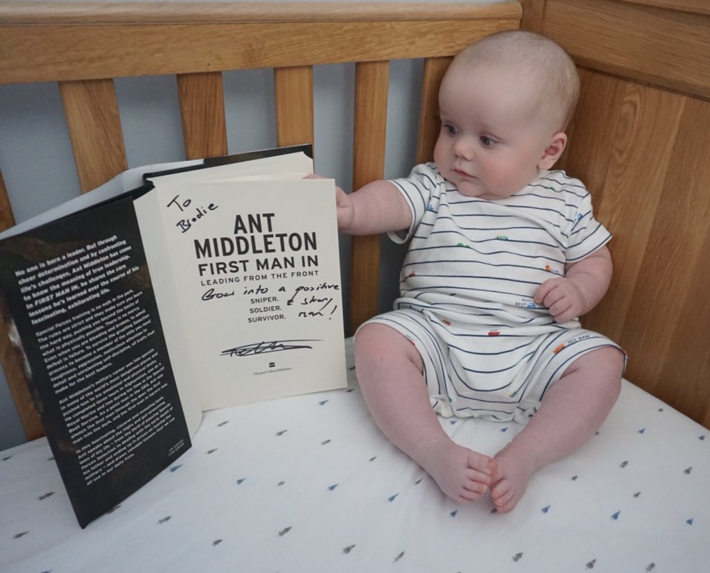 kimmysandi's tweet photo. @antmiddleton Thanks for making my two guys very happy 😃 Brodie is looking forward to his new bedtime stories (maybe when he’s a bit older) 👍🏻👶🏼💪🏻 https://t.co/vRXizwL2oA