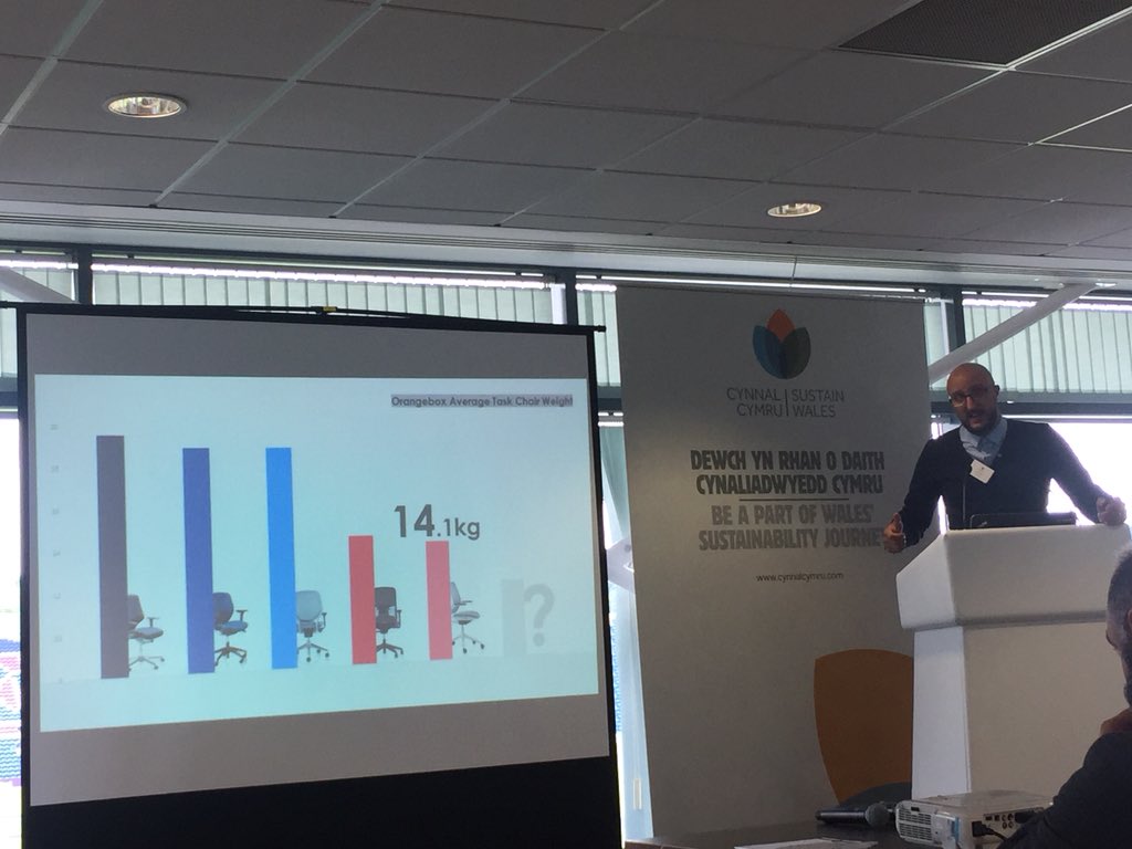RitaSingh's tweet photo. Fantastic achievements by @Orangebox_Ltd shared by Kyle @CynnalCymru #SWSummit re: the Eva chair which was designed with sustainability considerations https://t.co/Vn0KYTKkgz