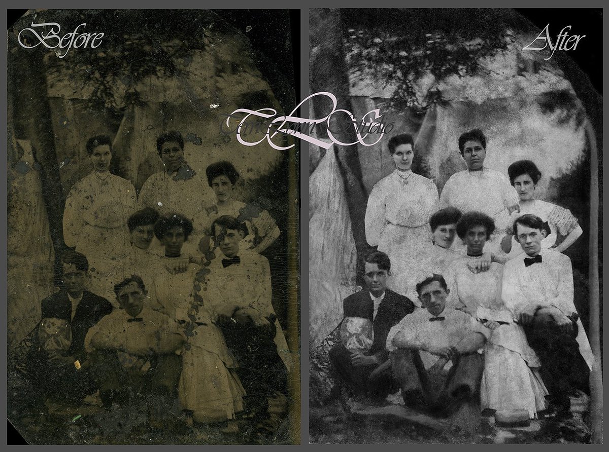 HoneyDropPhoto's tweet photo. Here is a beautiful old tintype that needed some love and care ❤

#terrilynnsstudio #tintype #digitalrestoration  #Photoshop #oldphotos #antique #familyphotos #retouching #restoration #fortmill #charlotte https://t.co/tRMwckSBmP