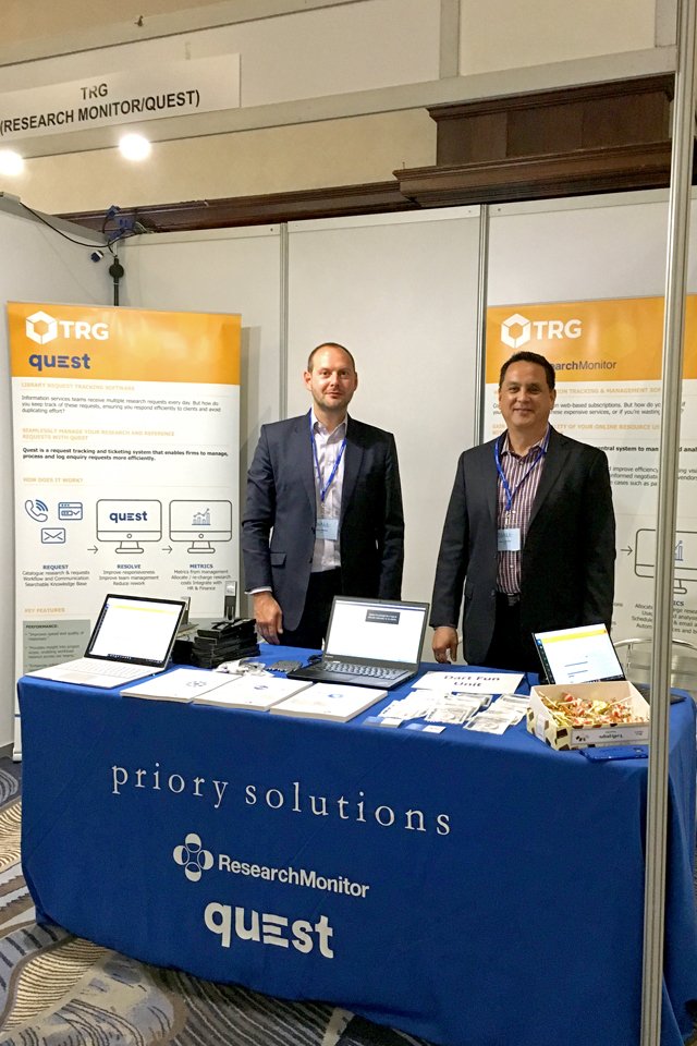 trgfits's tweet photo. Day 1 at #BIALL2018 is off to an exciting start. Visit Jose & Leigh at TRG's stand to hear more about #ResearchMonitor & #Quest and grab one of our pop socket giveaways! How great do they look? #researchhero #infopros #iamalibrarian https://t.co/pQgQL9IlbJ
