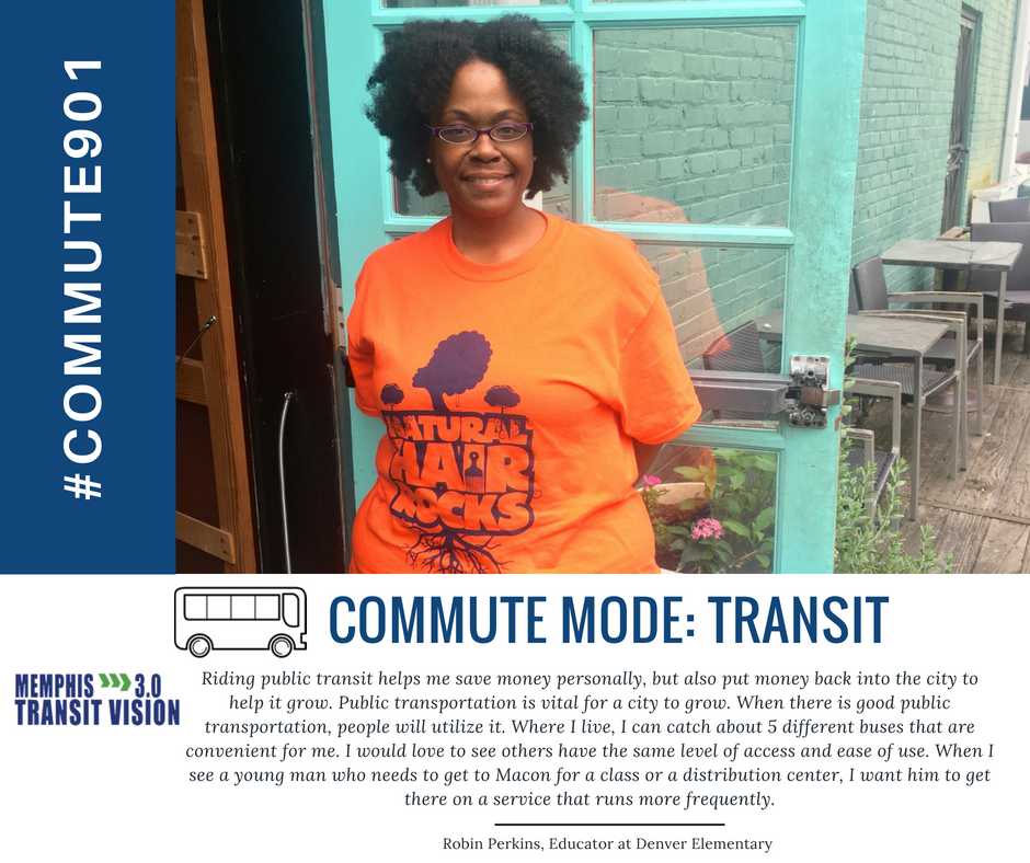 InnovateMemphis's tweet photo. Robin wants to see more frequent routes to strengthen the future of Memphis transit. What's your #transitvision? Take the survey at https://t.co/mmpthlxXhG https://t.co/n0sAfZBmgg