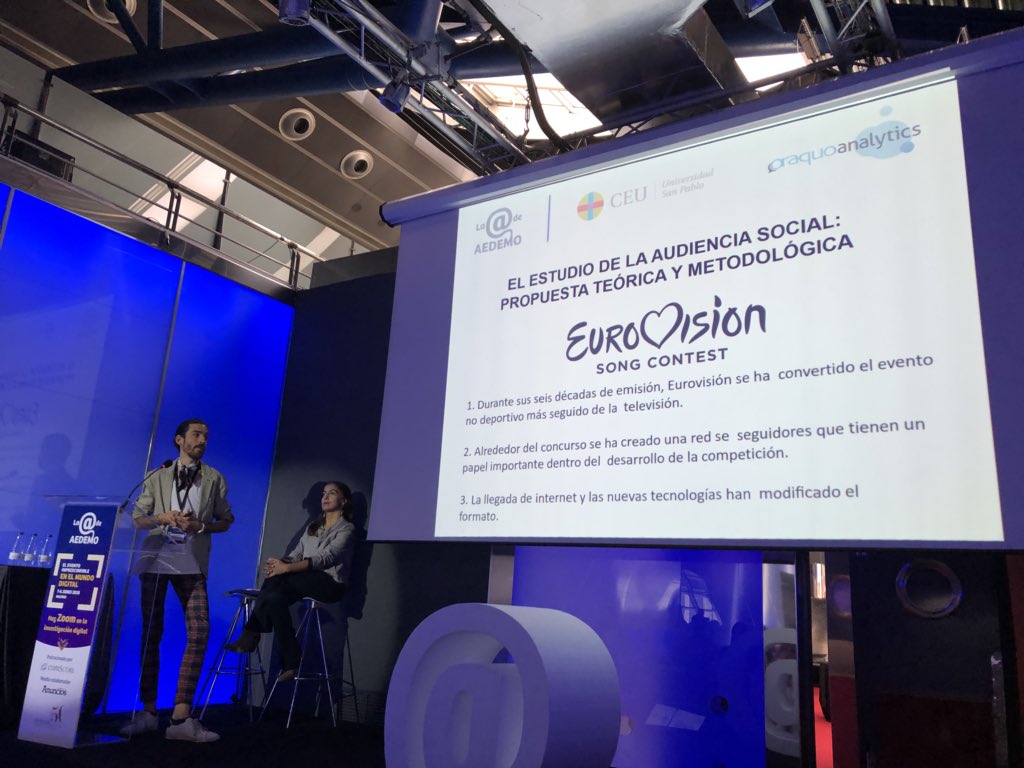 vfrias's tweet photo. Análisis de comunidades y contenidos en @Twitter en un evento como Eurovision con Luis Manuel Fernández y Marisa Wic #AEDEMOdigital4 @aedemo_oficial https://t.co/mdHK6TbRs9